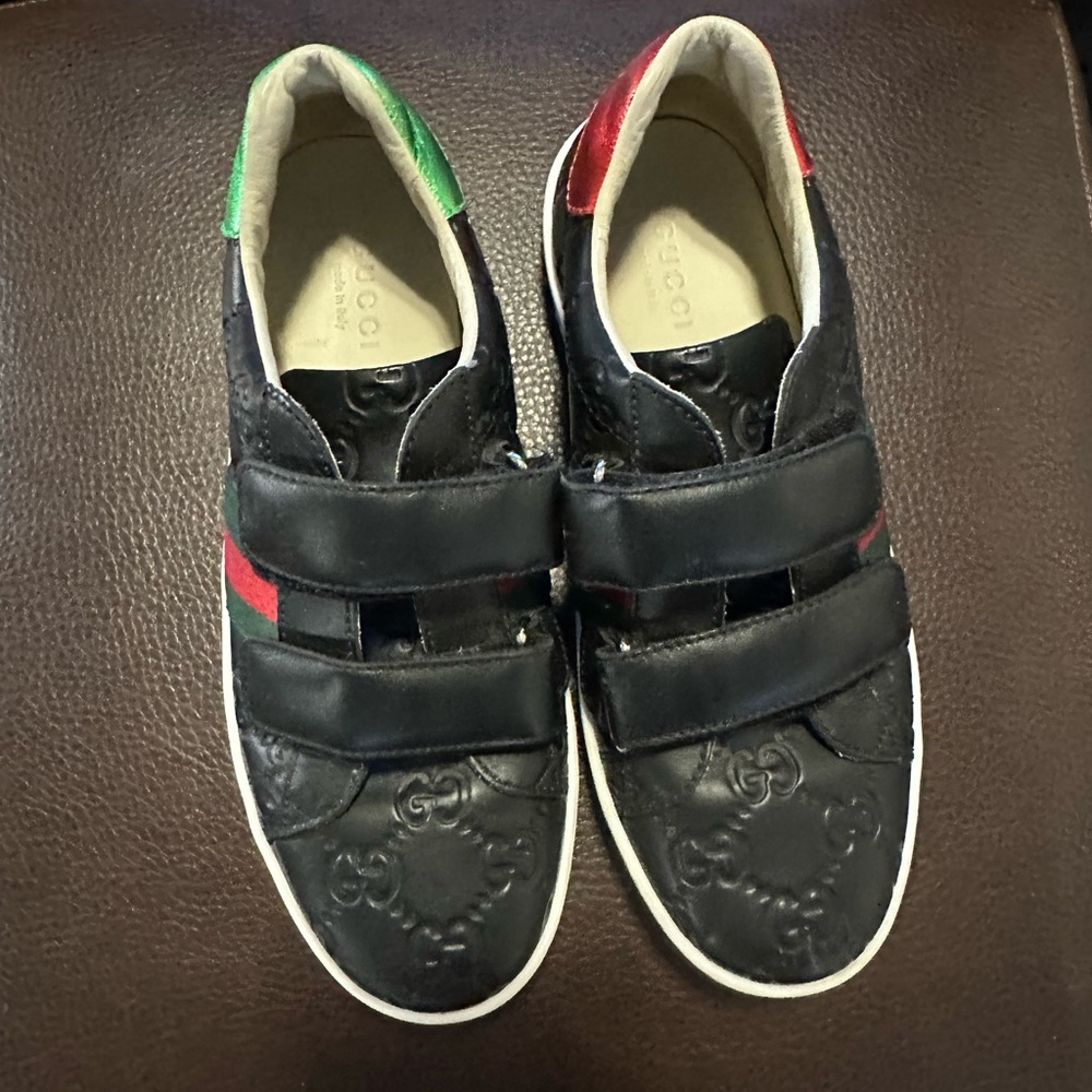 Gucci Kids Black and Green Sneakers - Picture 1 of 5